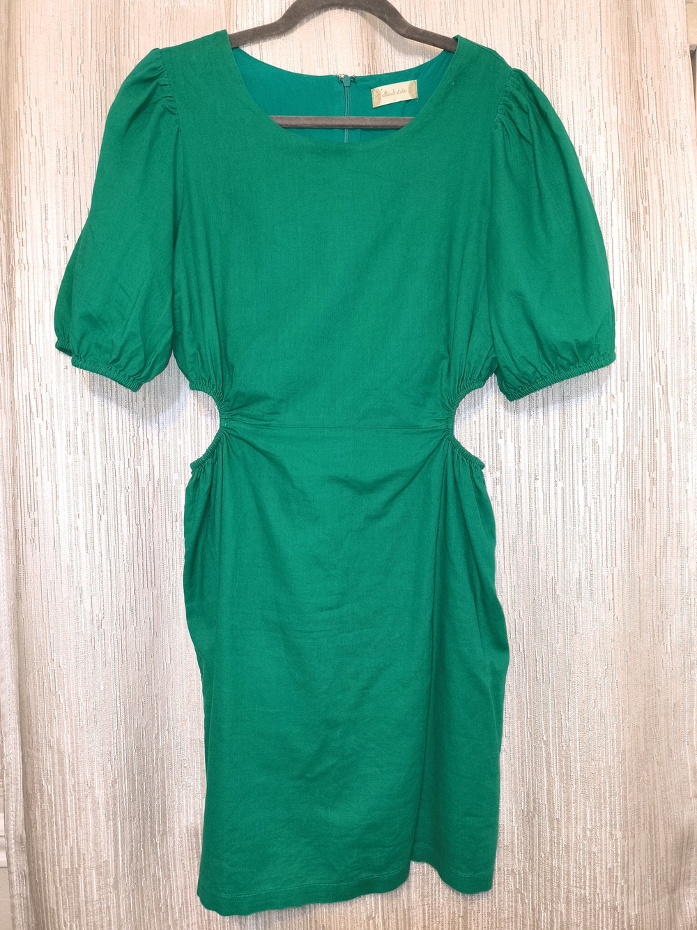 Altar’d State Emerald Green Puff Sleeve Ruched Mini Dress Size L